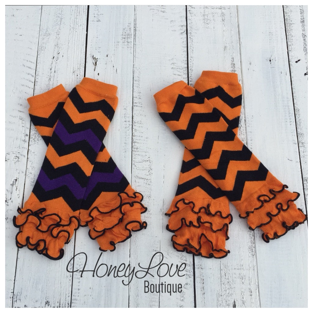 Halloween ruffle leg warmers and headband set - HoneyLoveBoutique