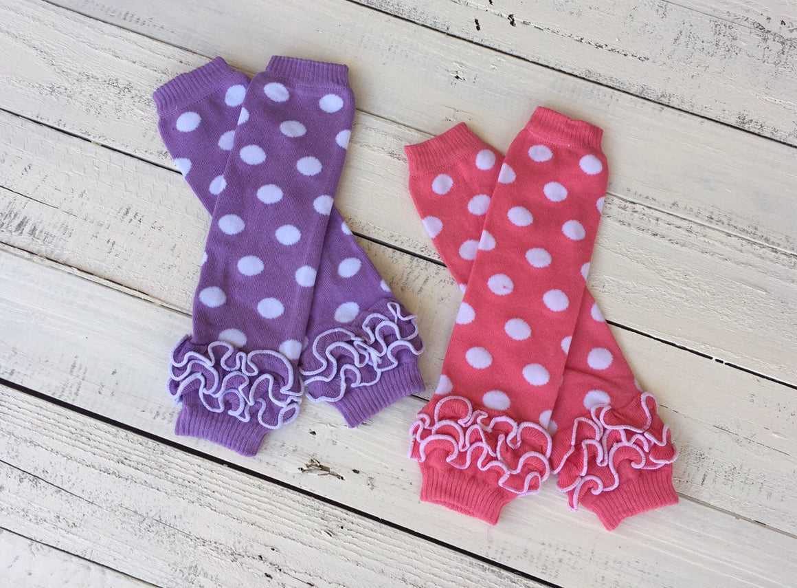 FREE HEADBAND - White polka dot leg warmers - HoneyLoveBoutique