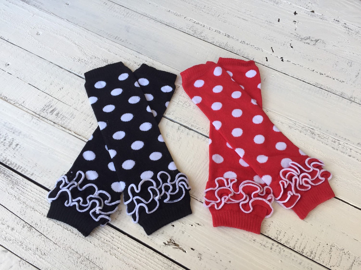 FREE HEADBAND - White polka dot leg warmers - HoneyLoveBoutique