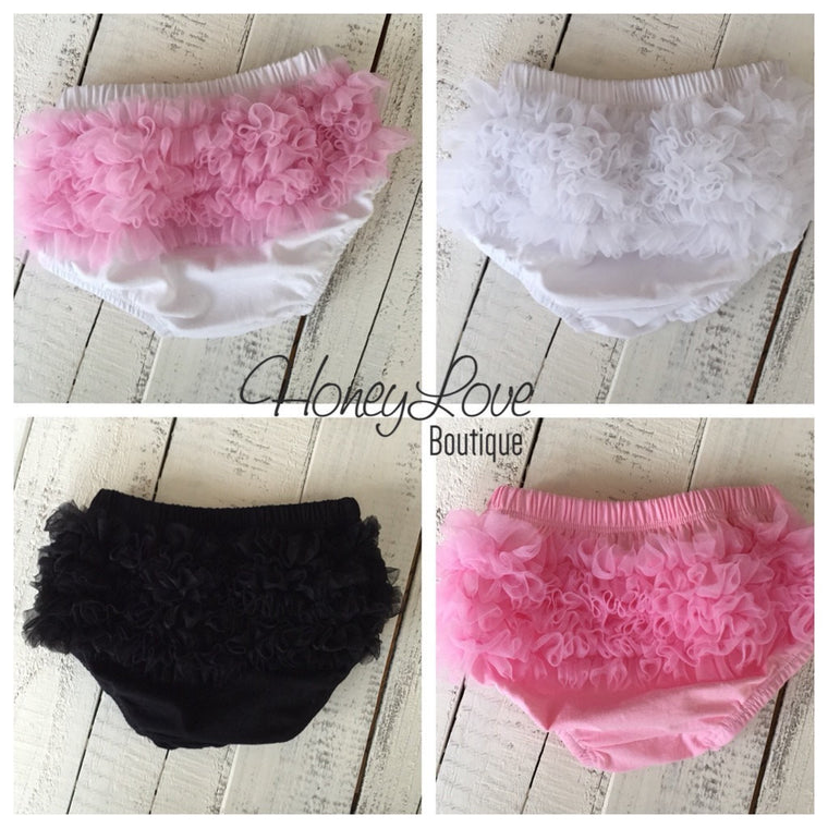 Ruffle Bottom Bloomers - pink white black - HoneyLoveBoutique