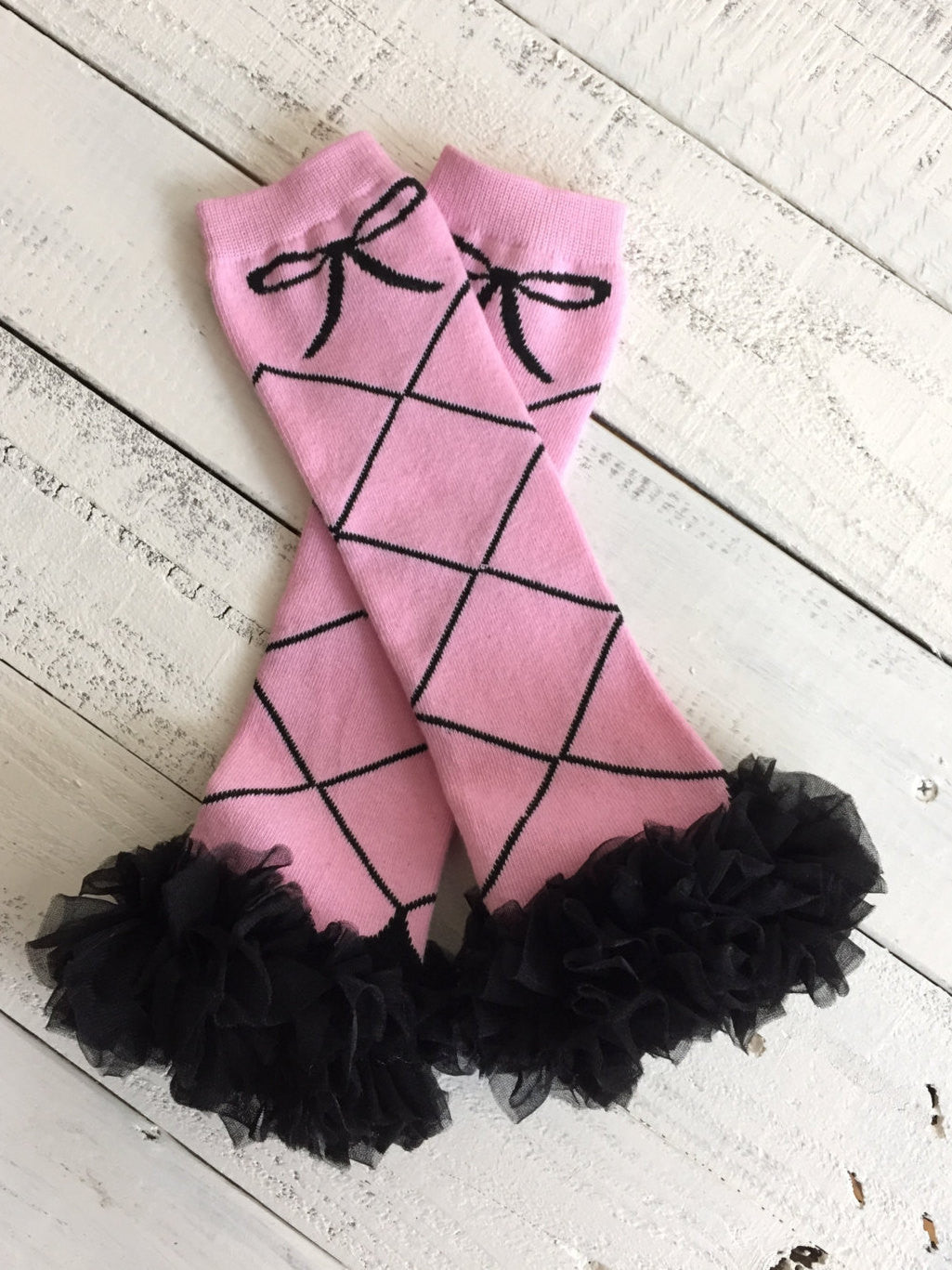 Leg Warmers - Ballerina - White, Pink and Black - HoneyLoveBoutique