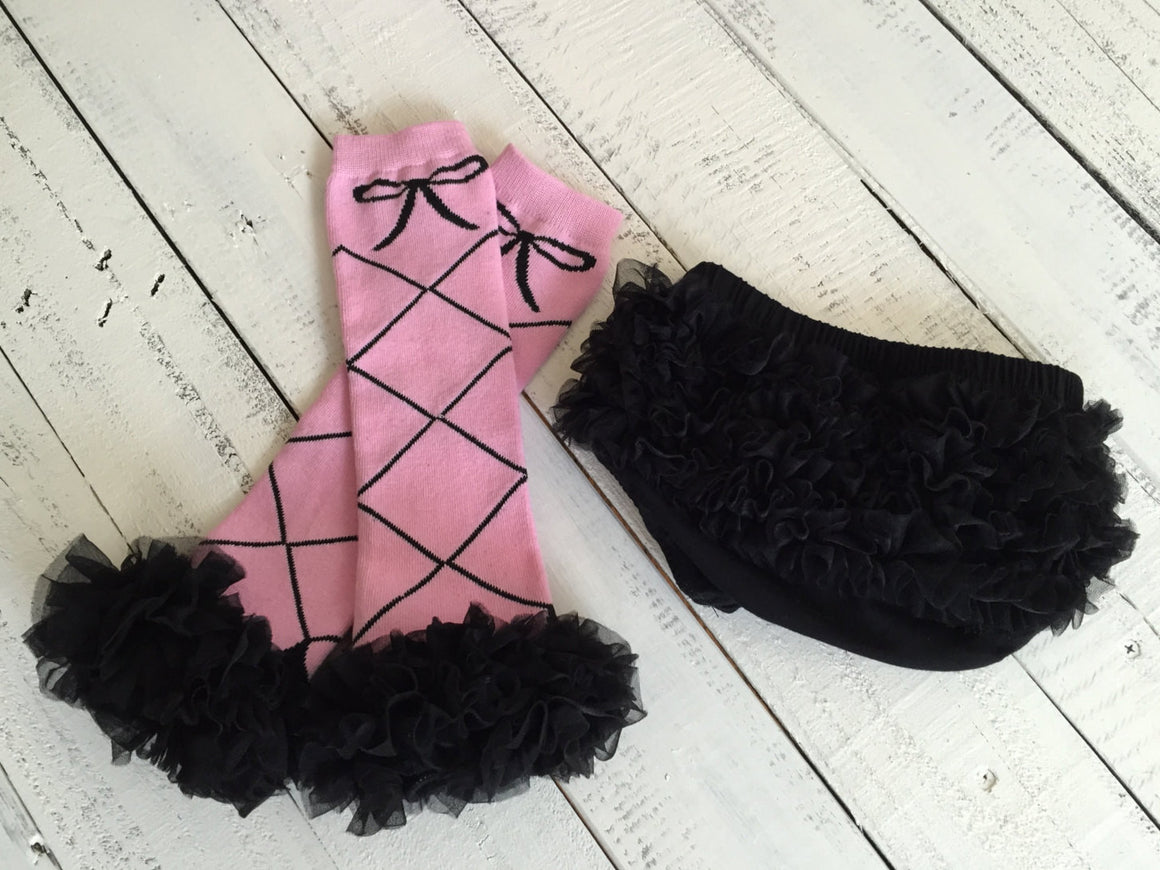 Leg Warmers - Ballerina - White, Pink and Black - HoneyLoveBoutique