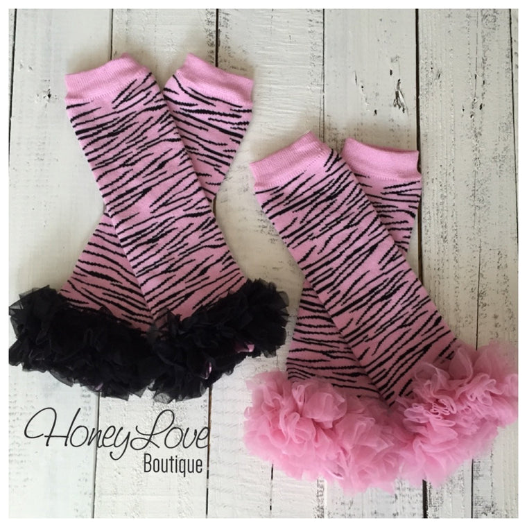 Pink and Black Zebra Leg Warmer - HoneyLoveBoutique