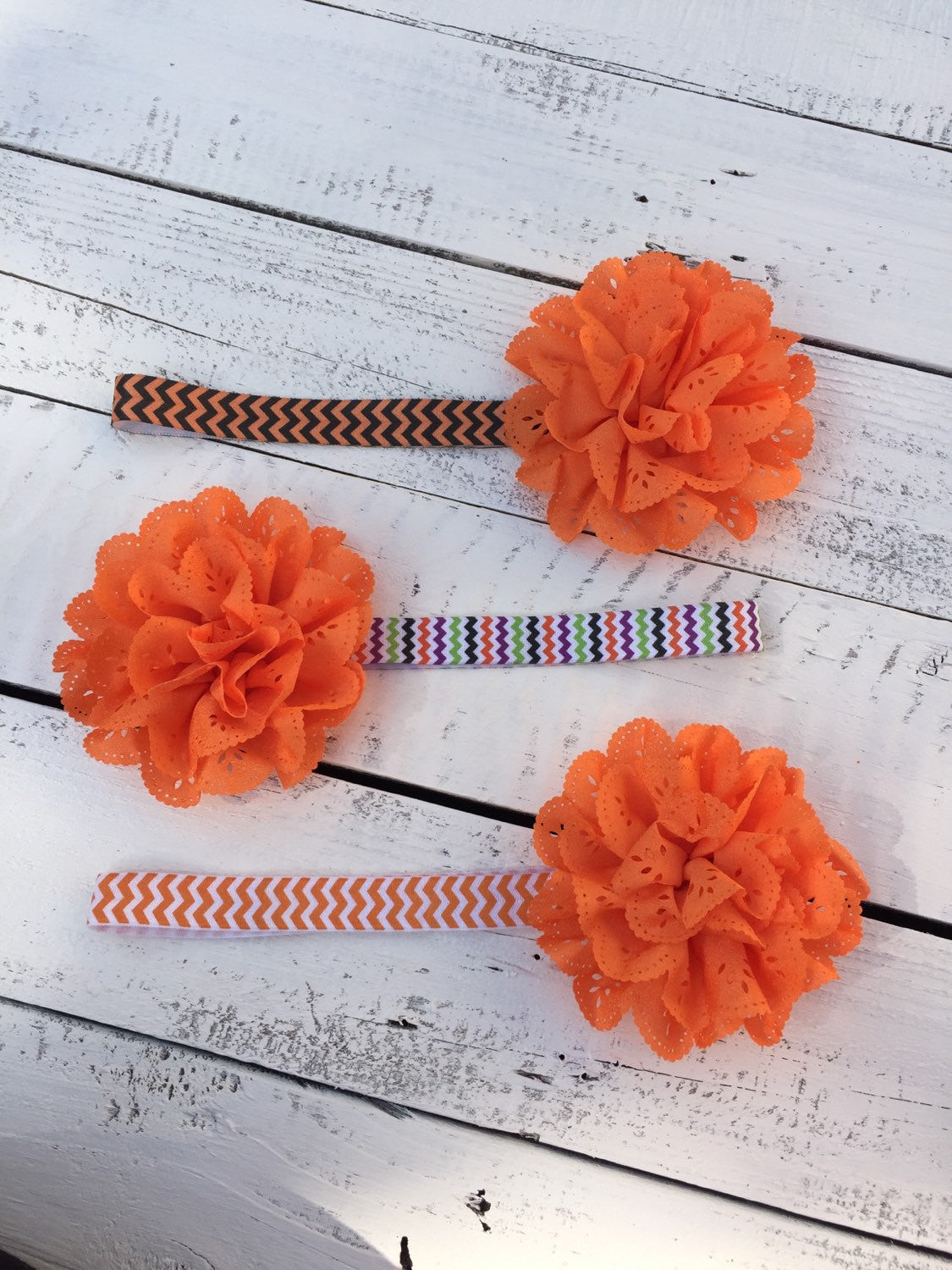 Halloween Headband - Eyelet Lace Flower - choose elastic! - HoneyLoveBoutique