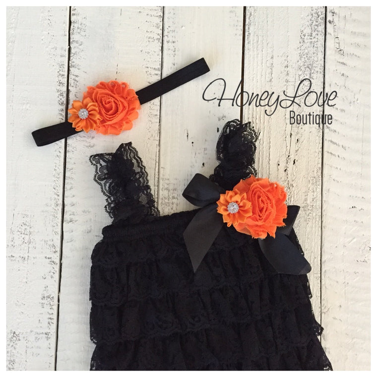 Lace Embellished Petti Romper & Headband - HoneyLoveBoutique