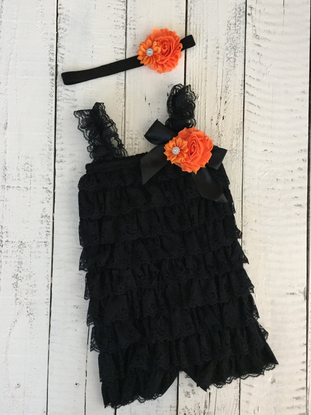 Lace Embellished Petti Romper & Headband - HoneyLoveBoutique