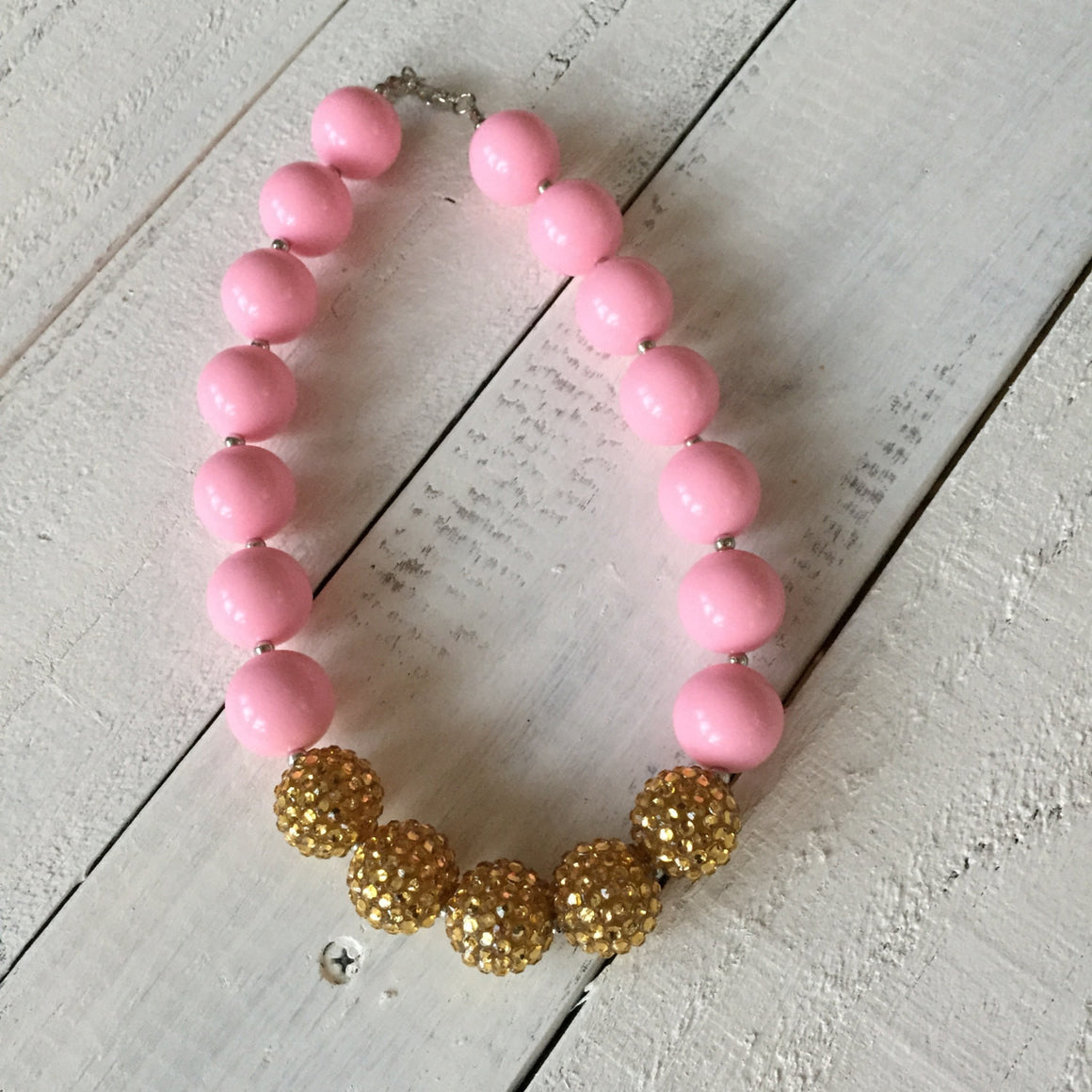 SALE!! Chunky Beaded Necklace - Gold and Pink, White or Blue - HoneyLoveBoutique
