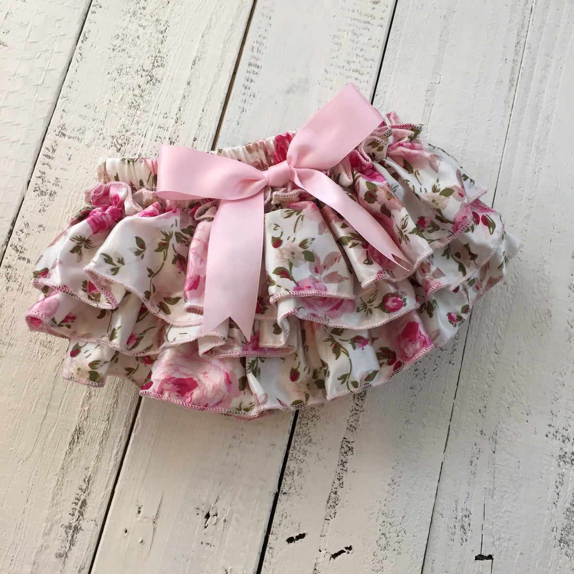 Pink Floral Satin Bloomers - HoneyLoveBoutique