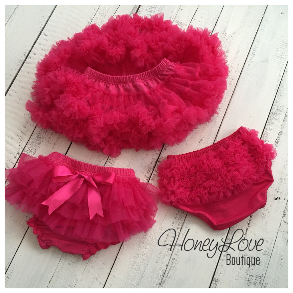 Watermelon Pink - Pettiskirt - Tutu Skirt - Ruffle Bottom Bloomer - HoneyLoveBoutique
