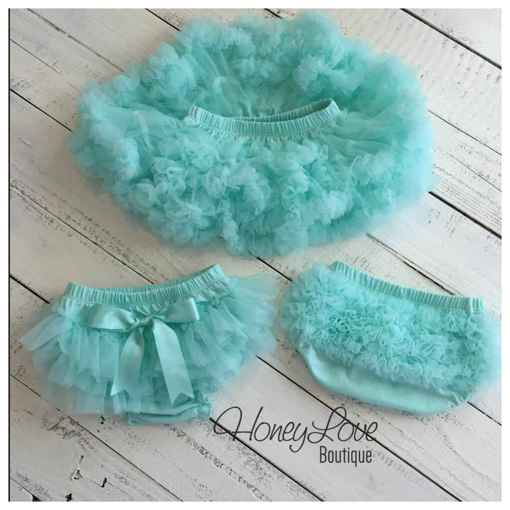 Mint Aqua - Pettiskirt - Tutu Skirt Bloomer - Ruffle Bottom Bloomer - HoneyLoveBoutique