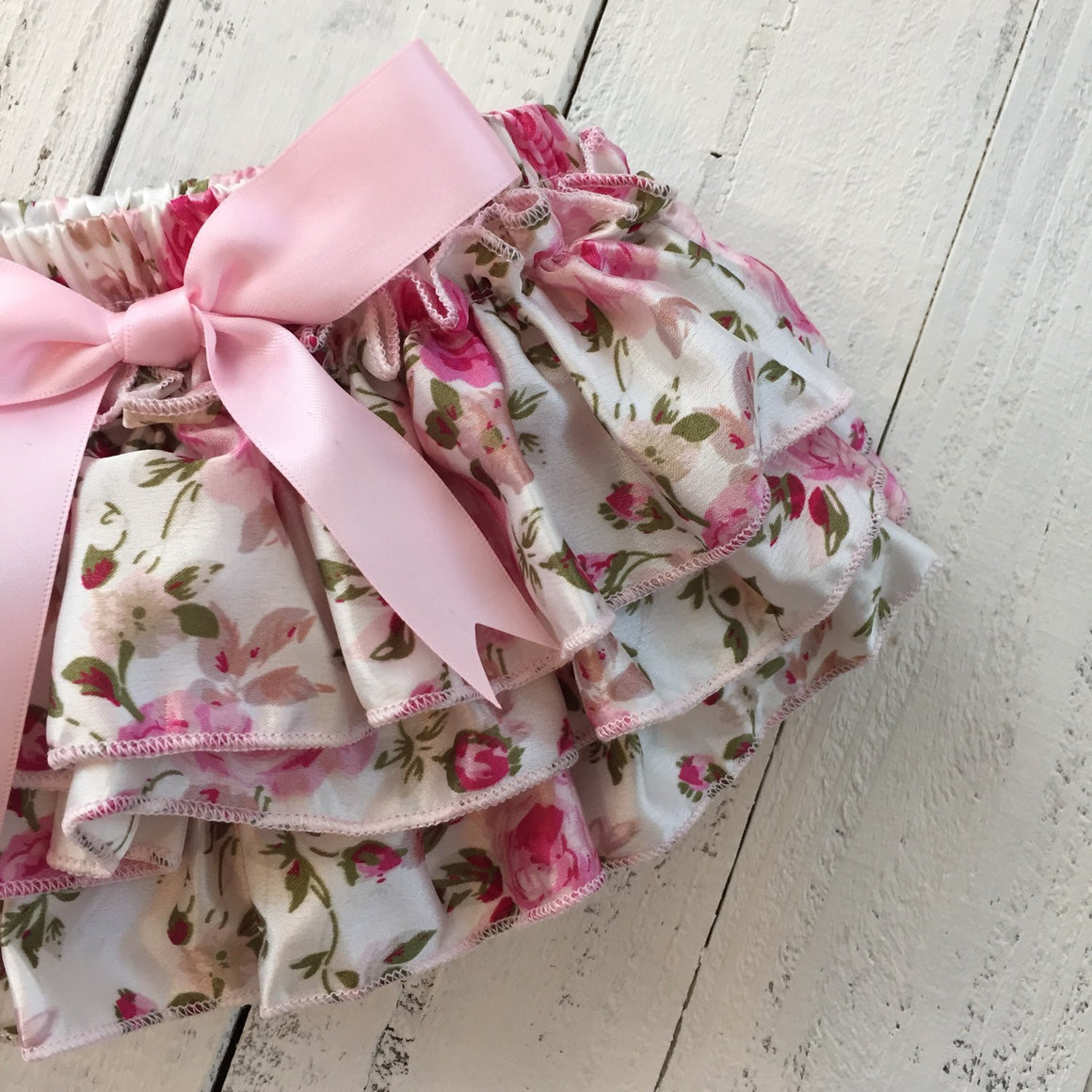 Pink Floral Satin Bloomers - HoneyLoveBoutique