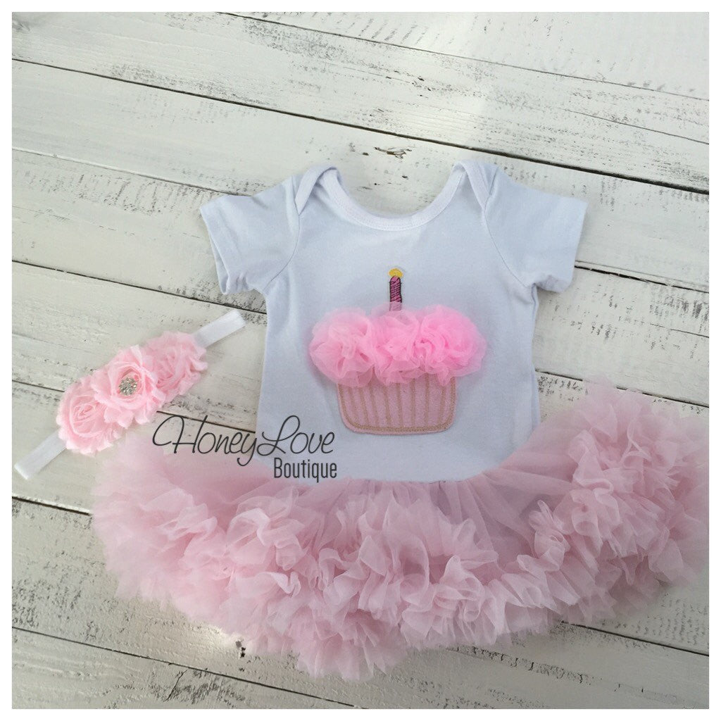 Cupcake Tutu Dress and matching rhinestone headband - Pink - HoneyLoveBoutique