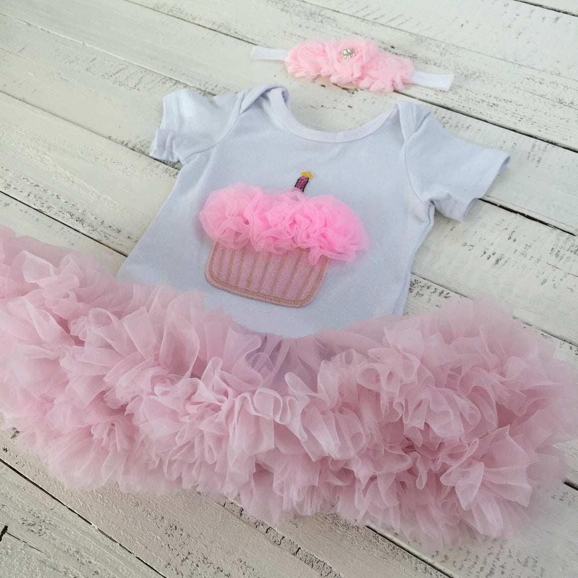 Cupcake Tutu Dress and matching rhinestone headband - Pink - HoneyLoveBoutique