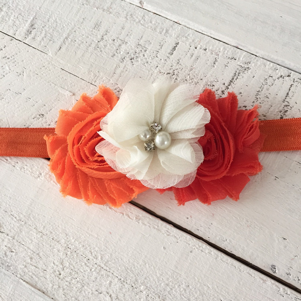 Lace Petti Romper - Embelished Orange romper and matching headband - HoneyLoveBoutique
