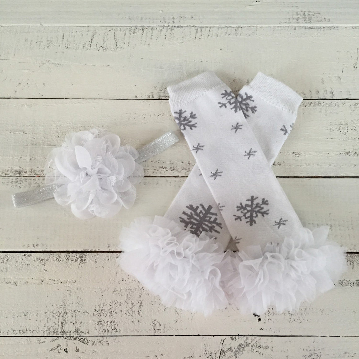 Snowflake Leg Warmers and matching headbands - HoneyLoveBoutique