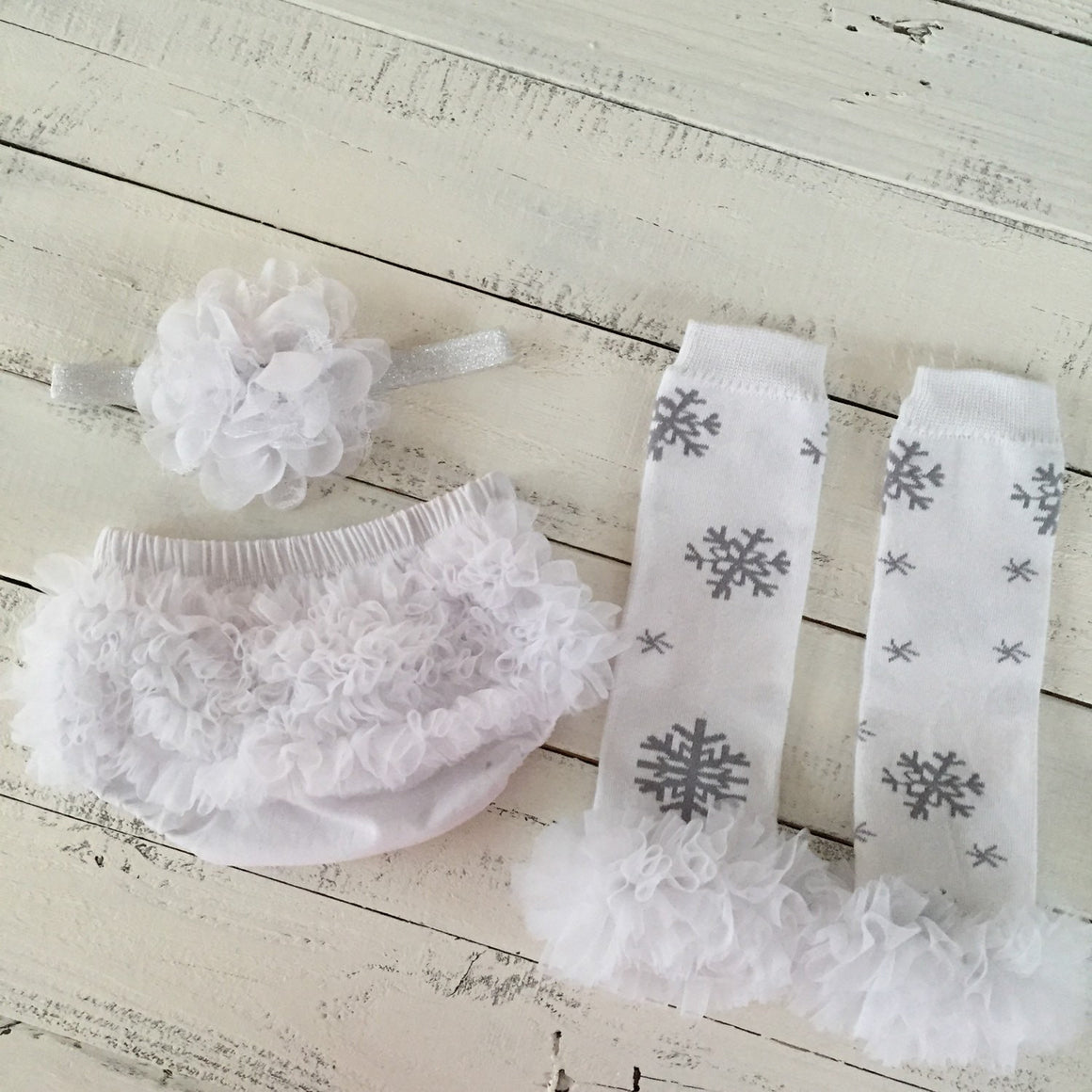Snowflake Leg Warmers and matching headbands - HoneyLoveBoutique