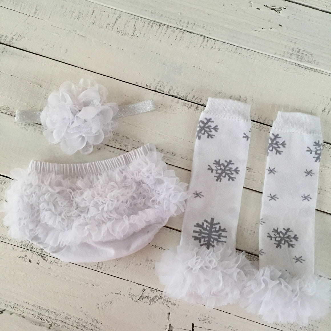 Snowflake Leg Warmers and matching headbands - HoneyLoveBoutique