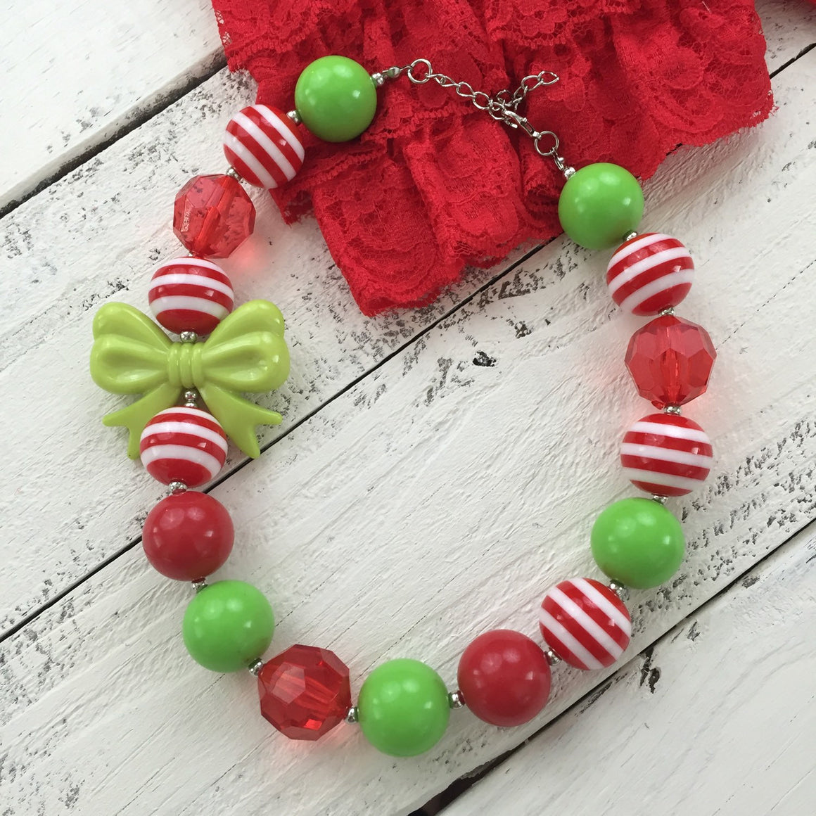 Christmas chunky beaded necklace - HoneyLoveBoutique