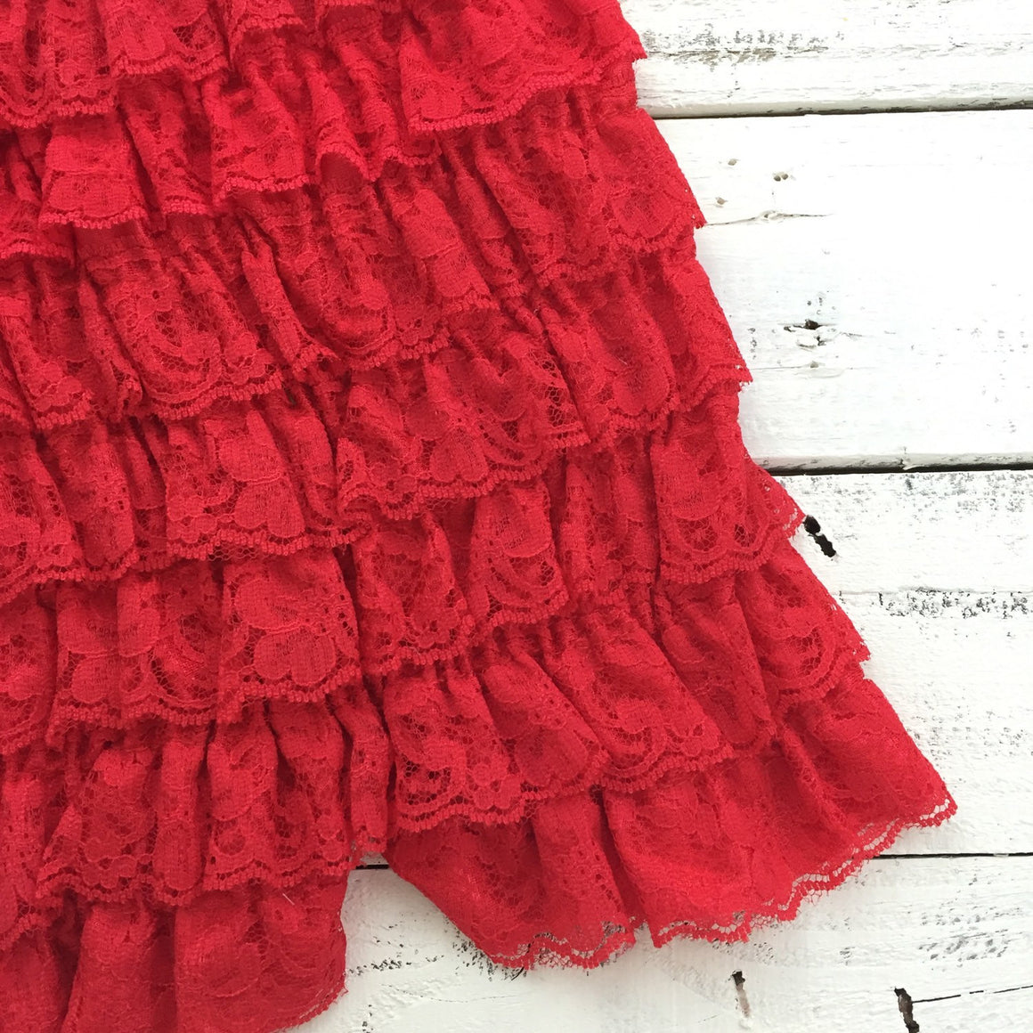 Lace Petti Romper - Embellished Christmas Red Lace Petti Romper and matching red/ivory headband - HoneyLoveBoutique