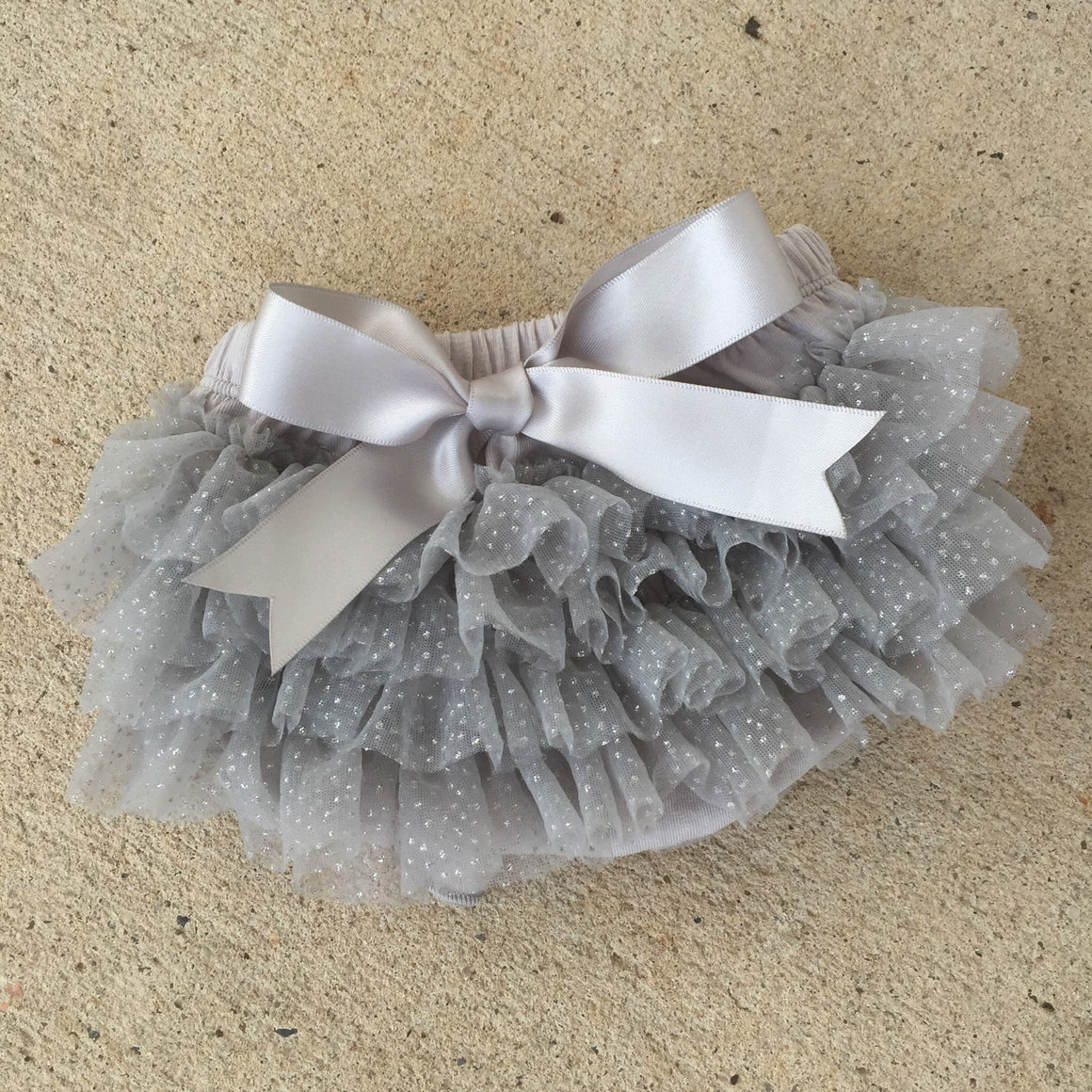 Personalized Princess name outfit - Silver Glitter and Gray/Silver Glitter tutu skirt bloomers - HoneyLoveBoutique