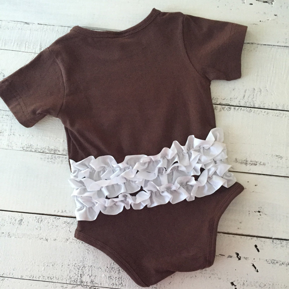 Ruffle Bottom Football bodysuit and optional headband and leg warmers - HoneyLoveBoutique