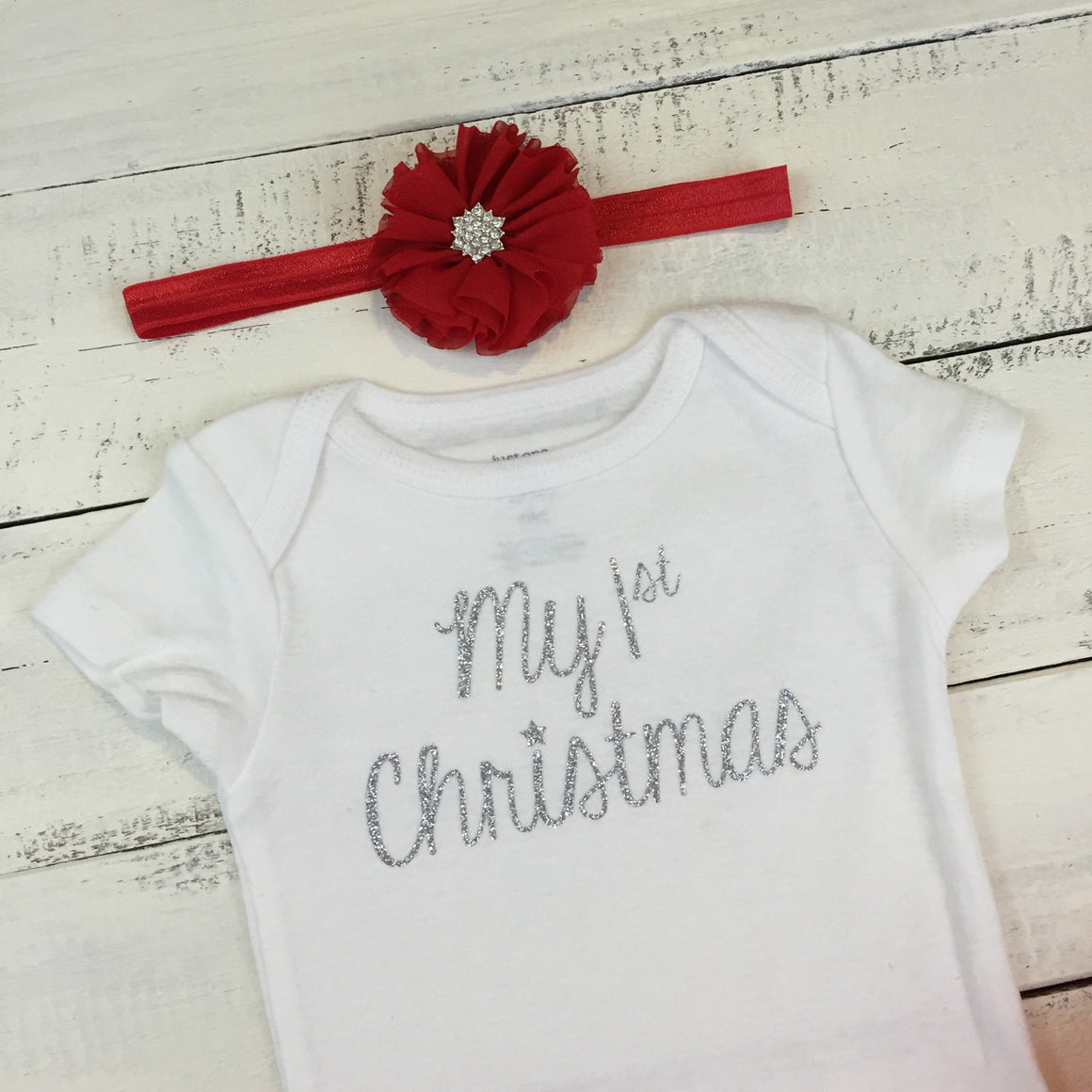 My 1st Christmas Bodysuit and Headband Set - HoneyLoveBoutique