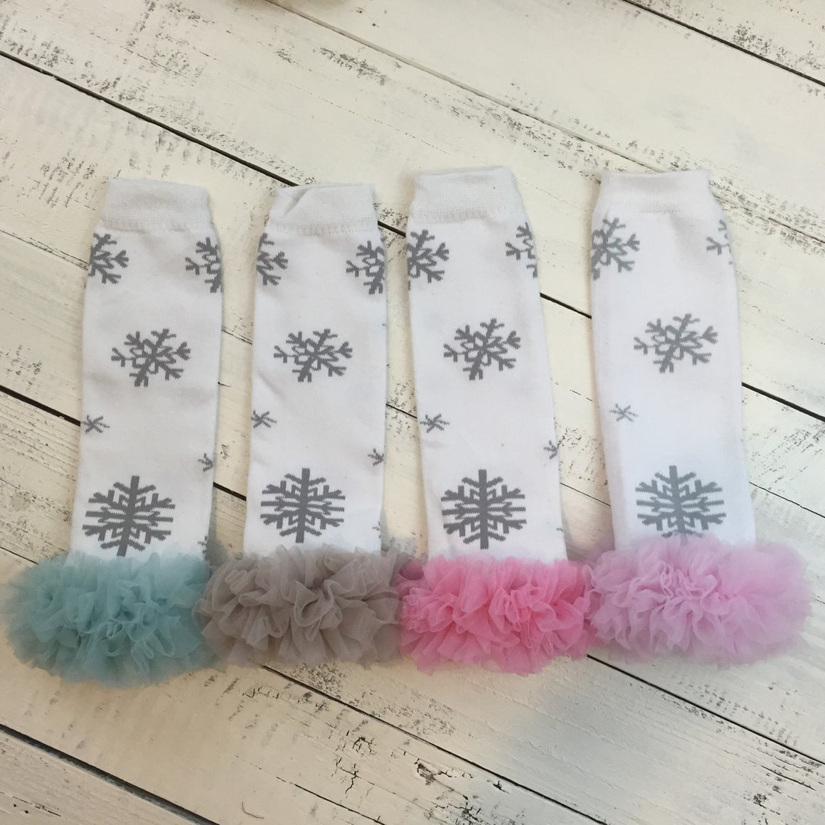 Snowflake Leg Warmers - Grey, Blue, Pink, White, Red - HoneyLoveBoutique