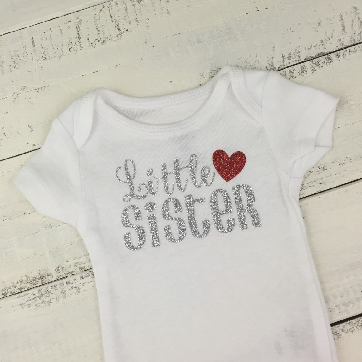 Sister bodysuits and shirts - Silver/Red glitter - HoneyLoveBoutique