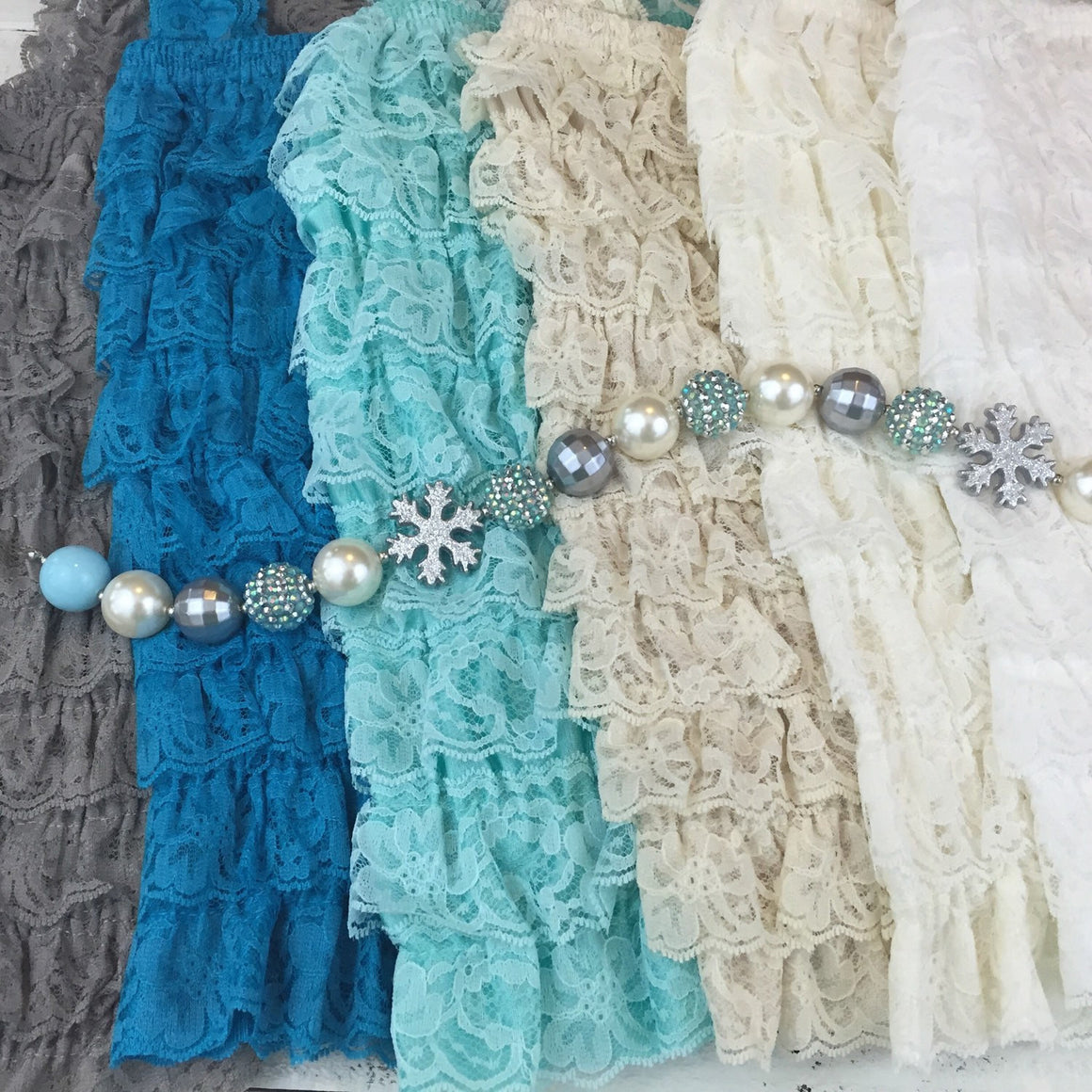 Lace Petti Romper - Grey, Turquoise, Aqua, Champagne, Ivory, White - HoneyLoveBoutique