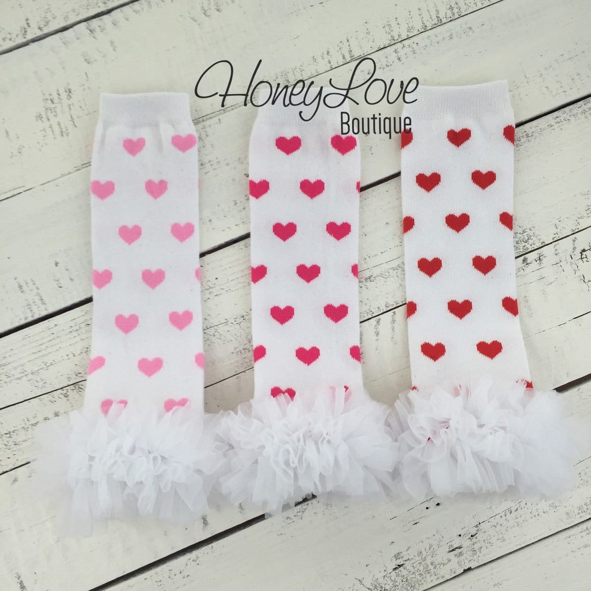 Leg warmers - Light Pink, Hot Pink or Red Hearts - HoneyLoveBoutique