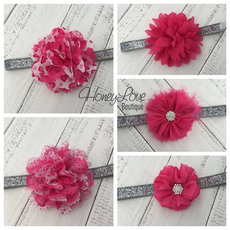 Watermelon Pink flower headband - HoneyLoveBoutique