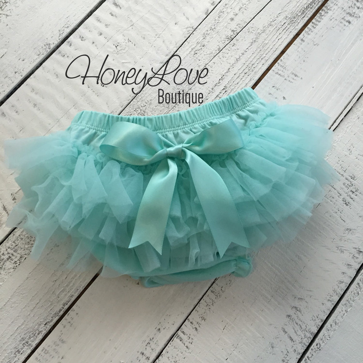 PERSONALIZED Name Outfit - Silver Glitter and Mint/Aqua - HoneyLoveBoutique