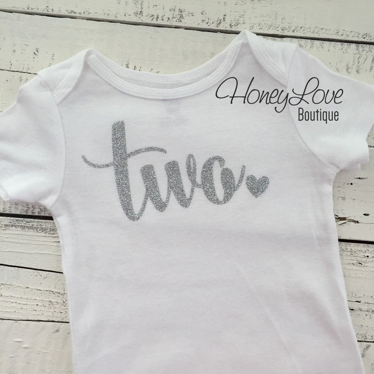 Two - Silver Glitter Bodysuit - HoneyLoveBoutique