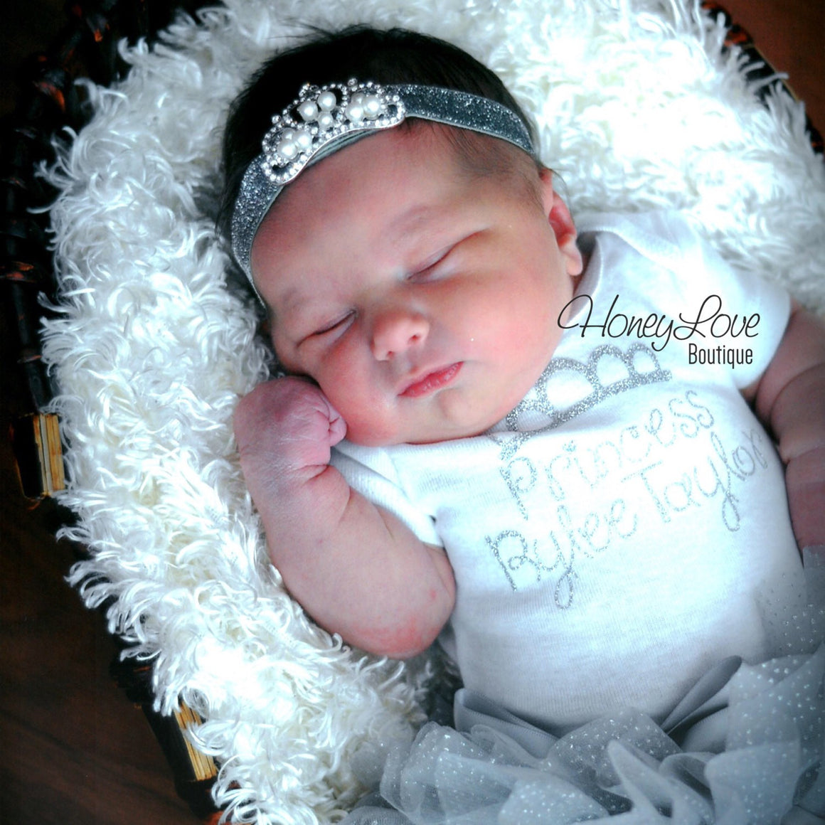 Personalized Princess name outfit - Silver Glitter and Gray/Silver Glitter tutu skirt bloomers - HoneyLoveBoutique