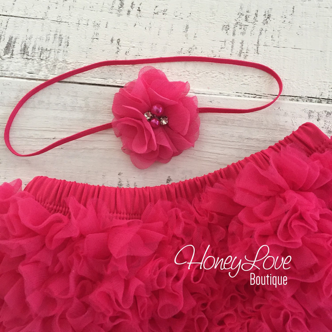 Watermelon ruffle bottom bloomers and skinny headband - HoneyLoveBoutique