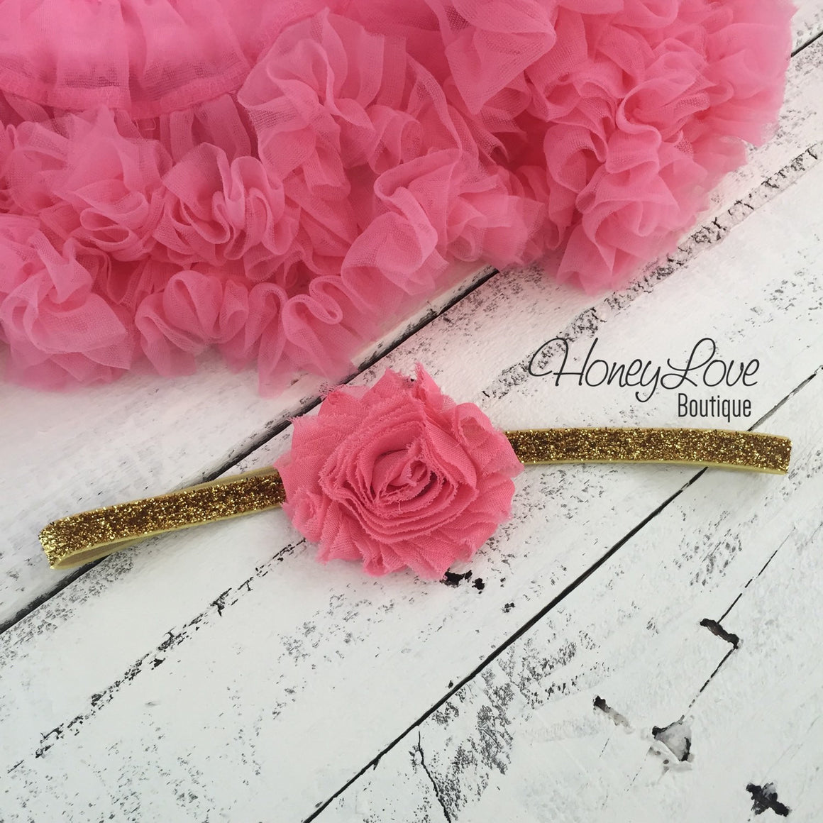 Half Birthday Outfit - Gold Glitter and Coral Pink Pettiskirt - HoneyLoveBoutique