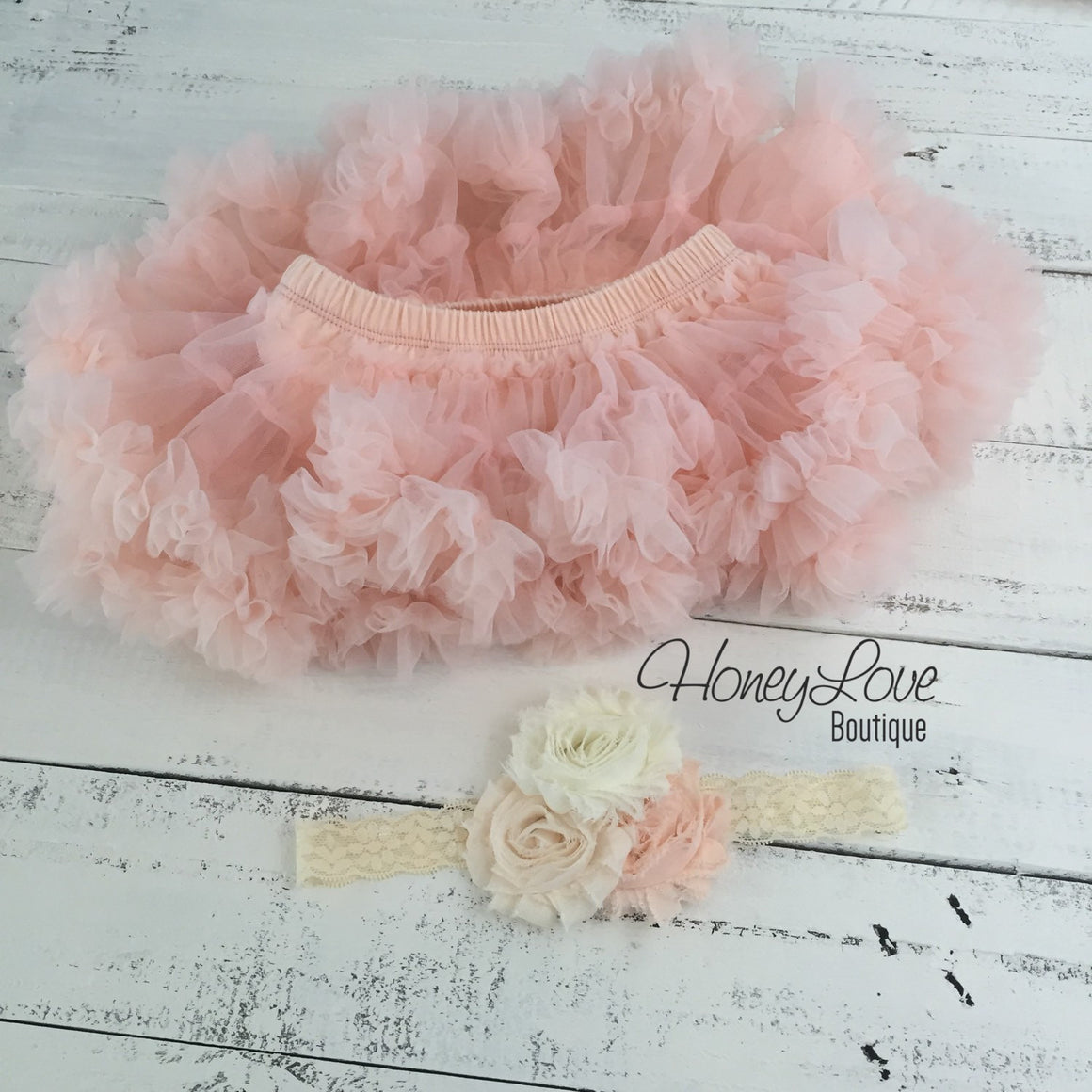 1st Birthday Outfit - Peach and Ivory - HoneyLoveBoutique