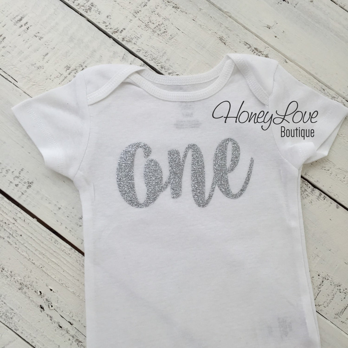 One - Birthday Outfit - Silver or Gold and watermelon pink/turquoise - HoneyLoveBoutique