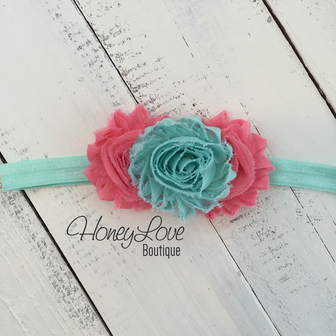 Lace Petti Romper - Coral and Aqua - optional necklace and headband - HoneyLoveBoutique