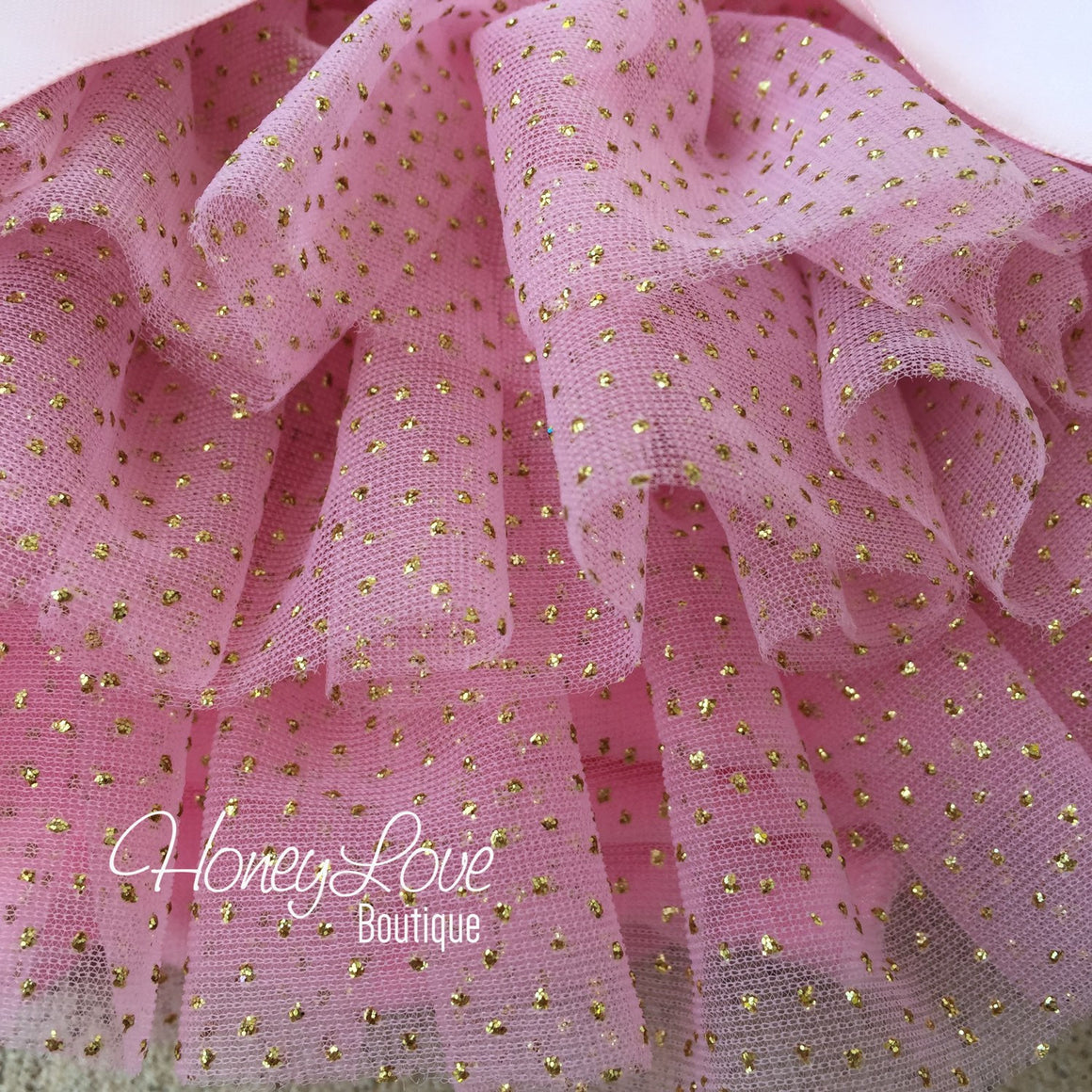 Pink with gold glitter -  tutu skirt bloomers - HoneyLoveBoutique