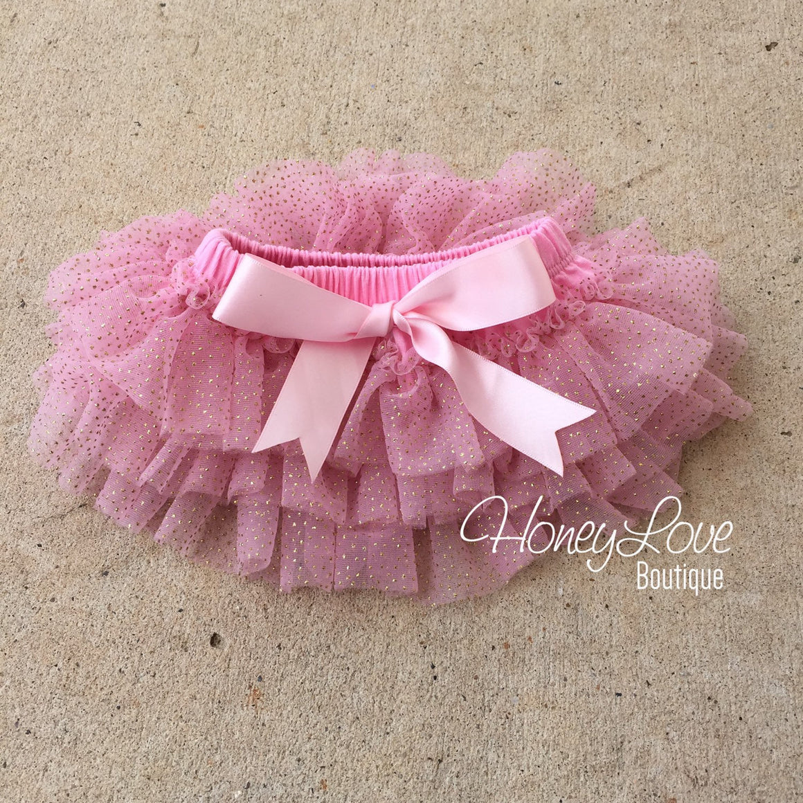 Pink with gold glitter -  tutu skirt bloomers - HoneyLoveBoutique