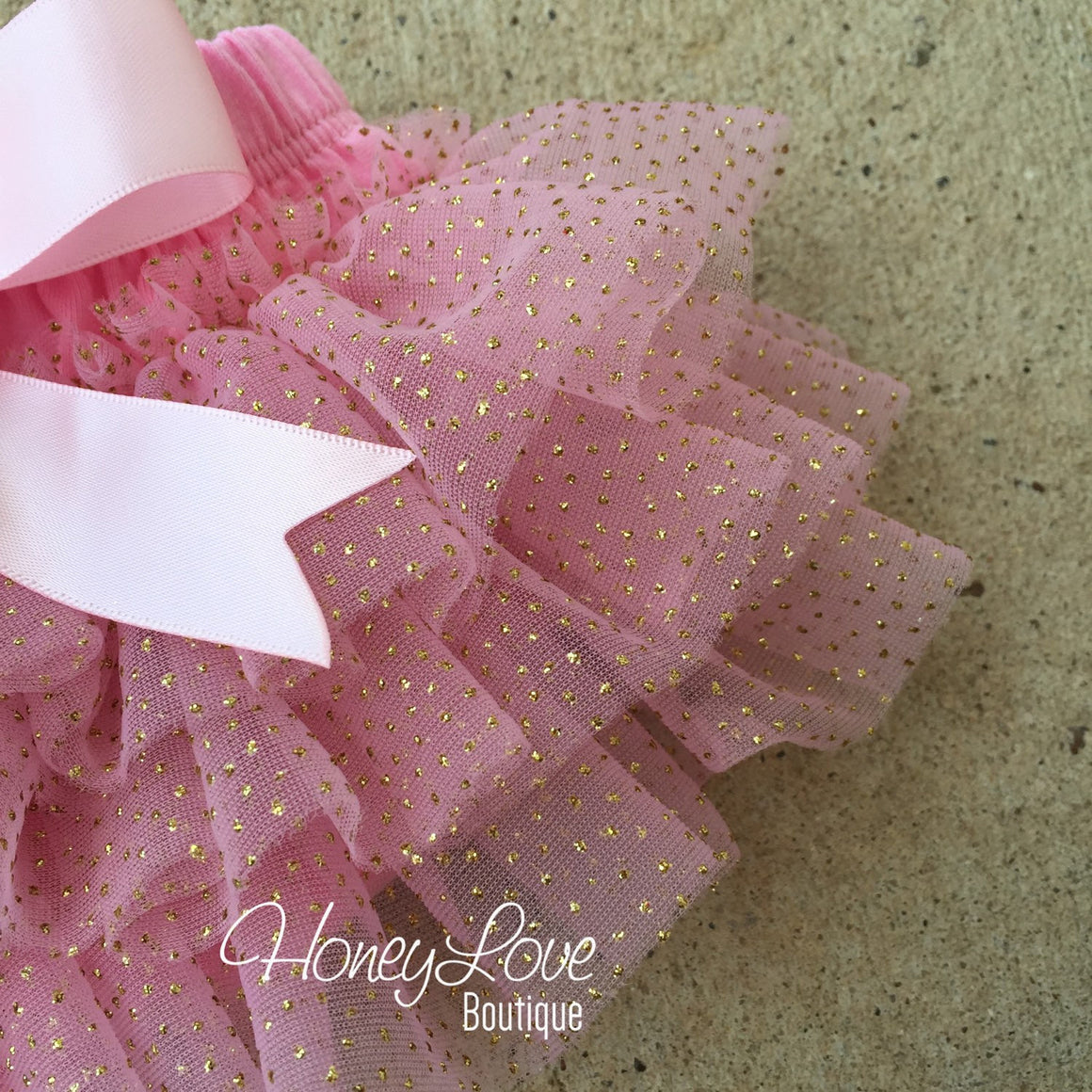 Pink with gold glitter -  tutu skirt bloomers - HoneyLoveBoutique