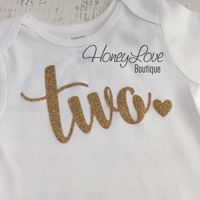 Two - Gold Glitter Bodysuit - HoneyLoveBoutique