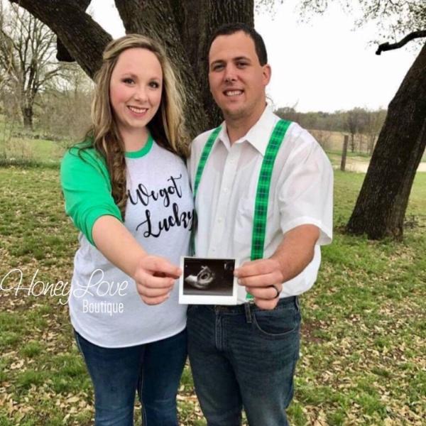 We got Lucky - St. Patrick's Day Pregnancy Announcement - HoneyLoveBoutique