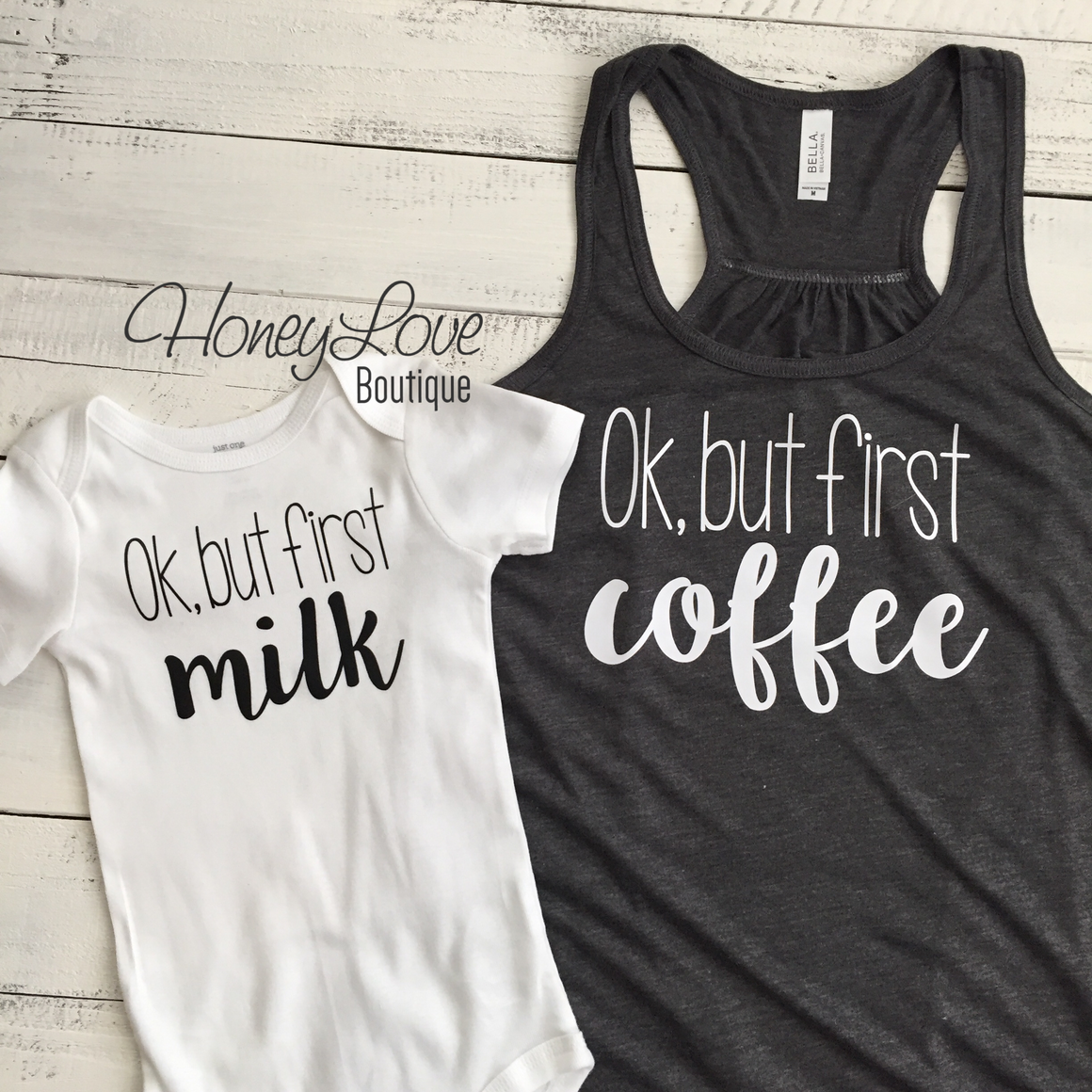 Ok but first coffee flowy tank and milk bodysuit SET - HoneyLoveBoutique
