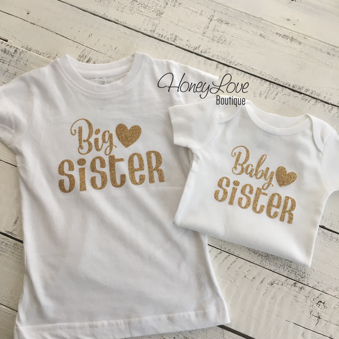 Sister bodysuits and shirts - Gold Glitter - HoneyLoveBoutique