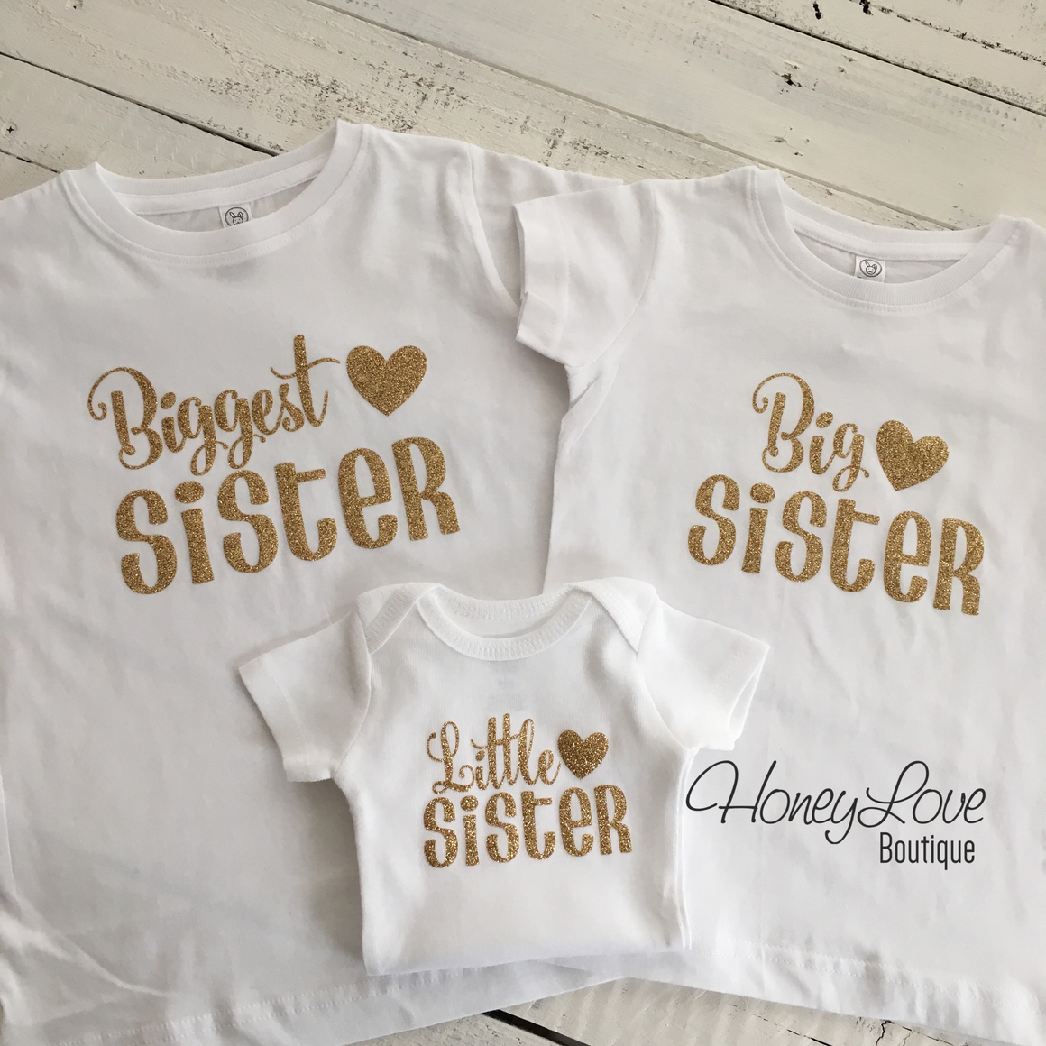 Sister bodysuits and shirts - Gold Glitter - HoneyLoveBoutique