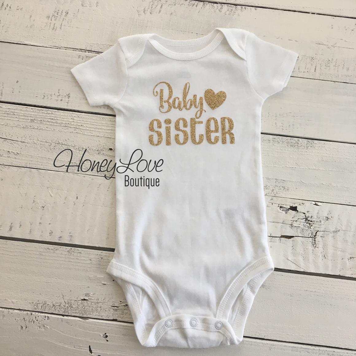 Sister bodysuits and shirts - Gold Glitter - HoneyLoveBoutique